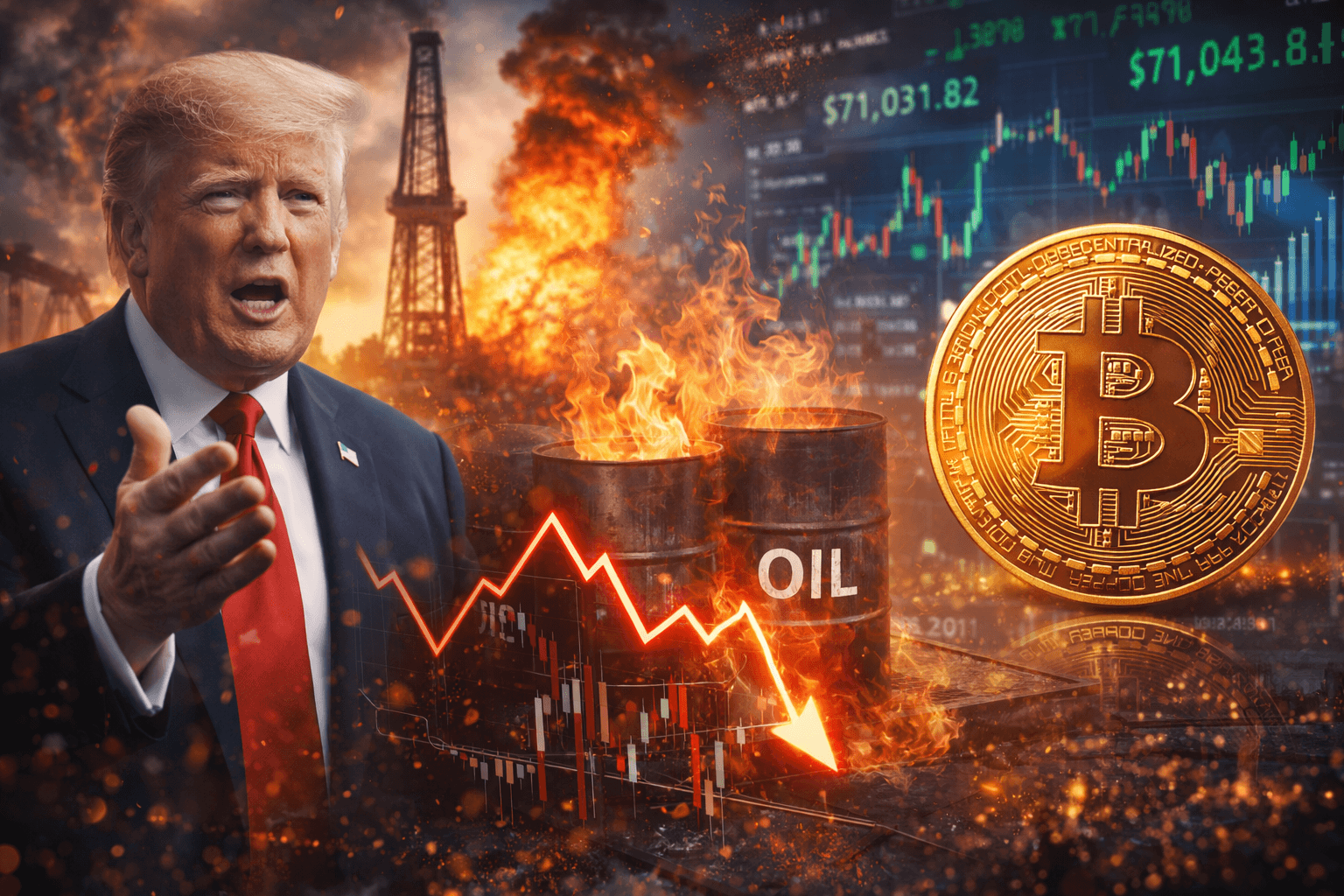 Trump’s “Very Complete” Iran Comment Sent Oil Crashing and Bitcoin Flying Back Above $70K